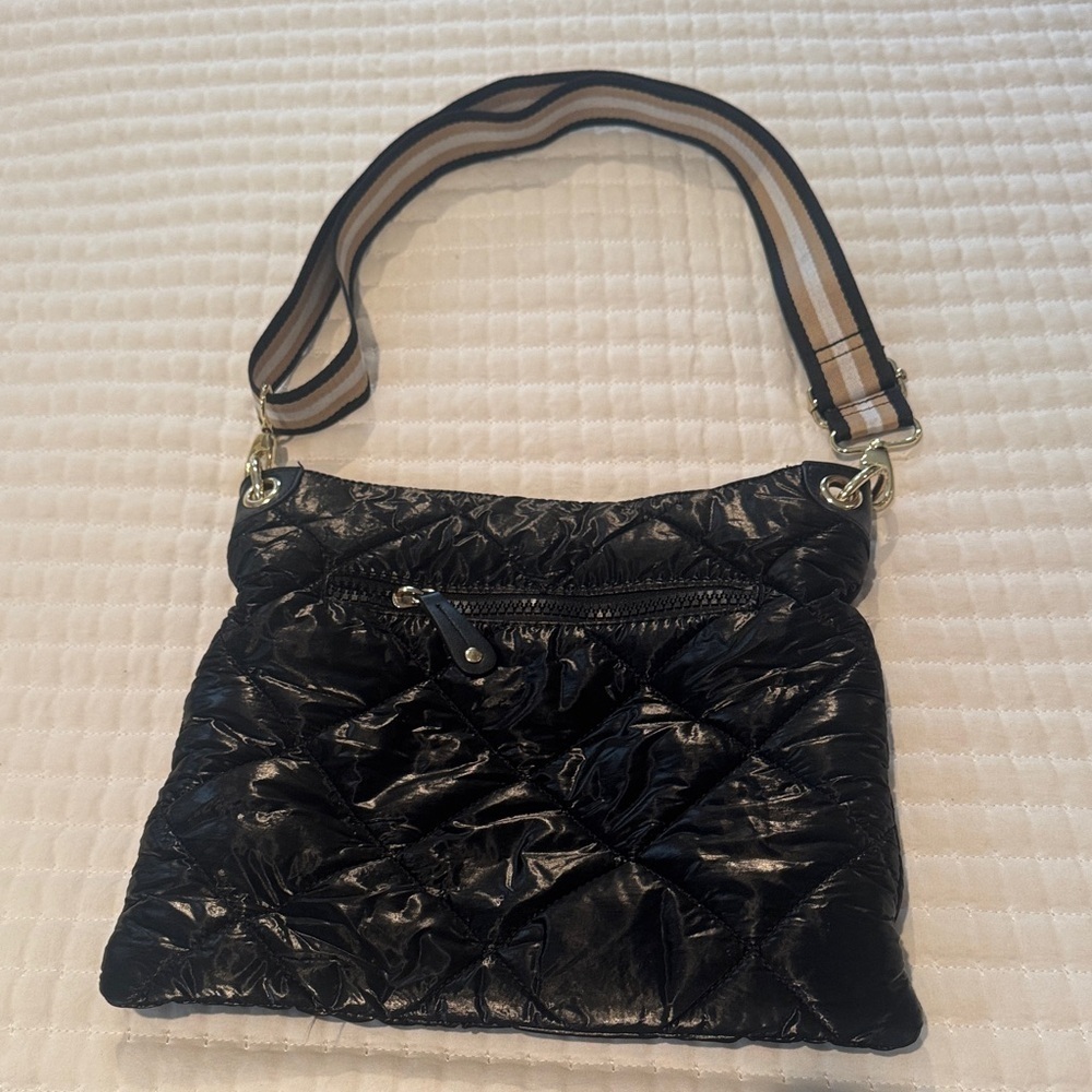 Black Crossbody purse with Gold Accents